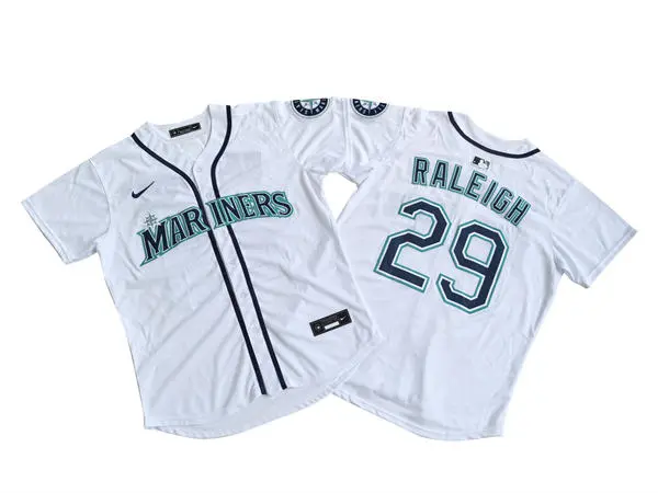 Men's Seattle Mariners #29 Cal Raleigh Nike White Home Limited Jersey
