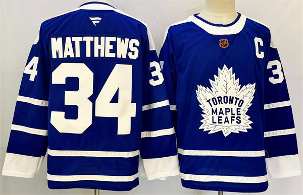 Mens Toronto Maple Leafs #34 Auston Matthews Fanatics Blue Reverse Retro 2.0 Primegreen Jersey