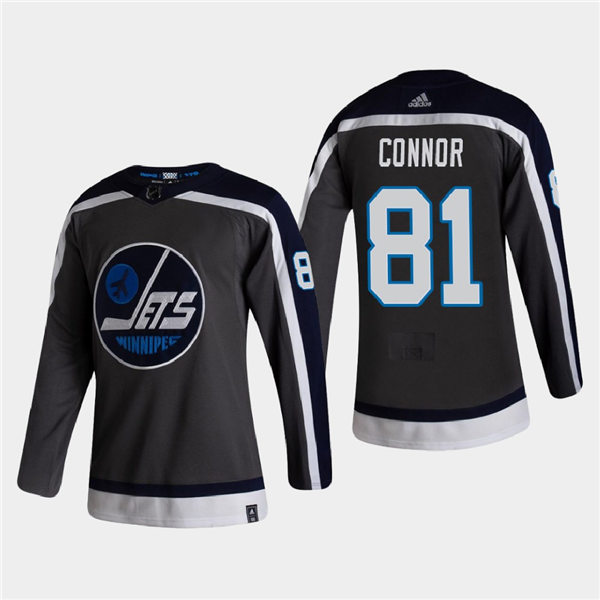Men's Winnipeg Jets #81 Kyle Connor adidas Gray 2021 Season Reverse Retro Authentic Jersey 