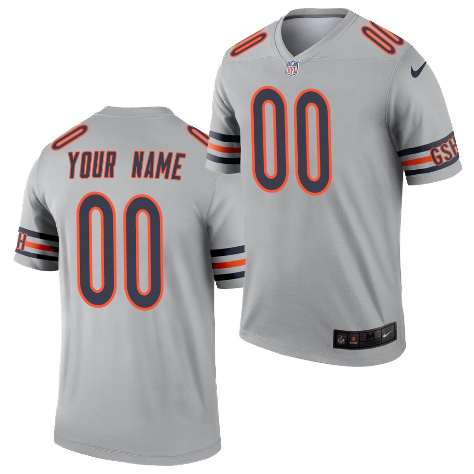 Chicago Bears Custom Nike Silver Inverted Legend Jersey