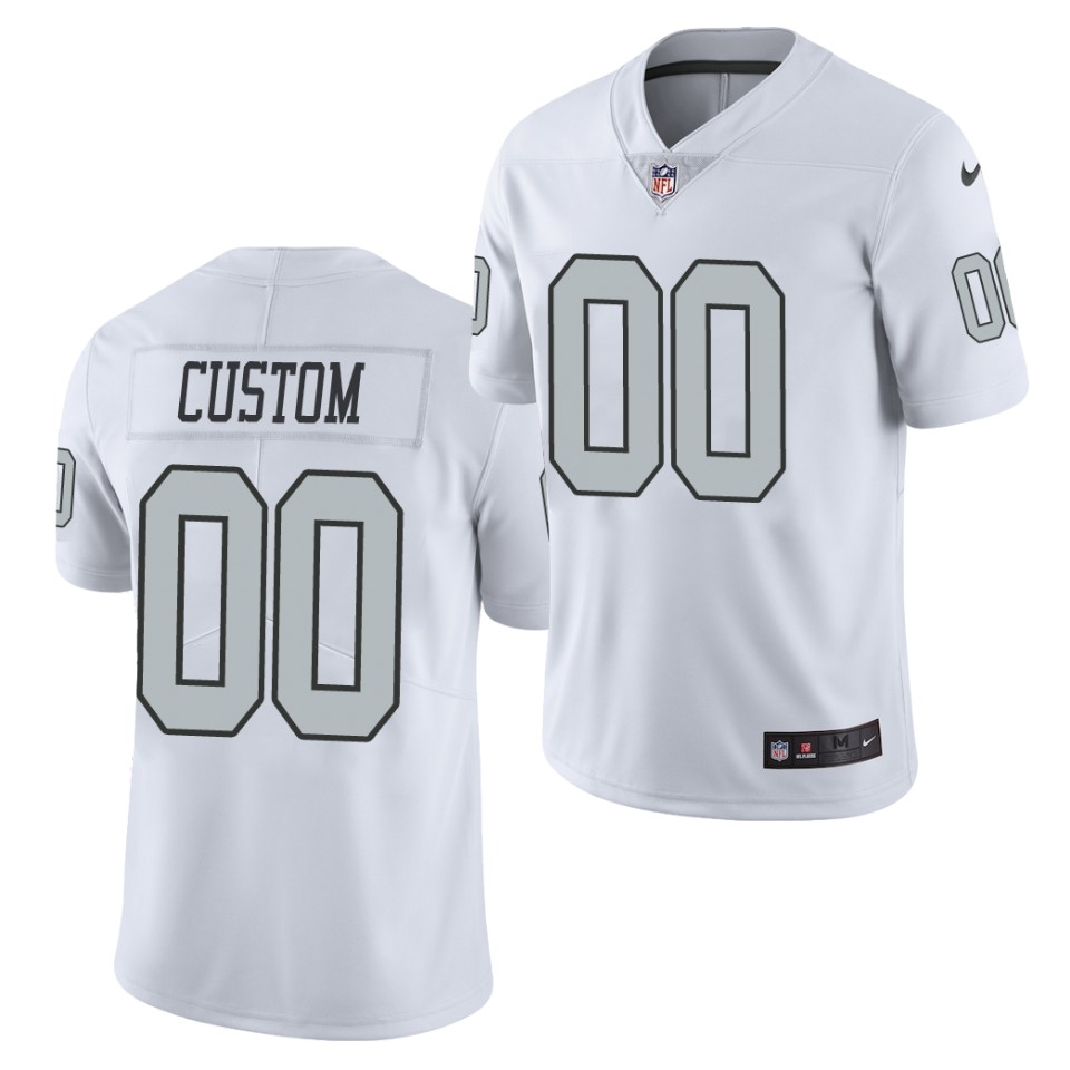 Mens Las Vegas Raiders Custom Nike White Color Rush Vapor F.U.S.E. Limited Jersey