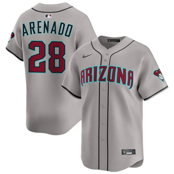 Mens Arizona Diamondbacks #28 Nolan Arenado Nike Gray Road Limited Jersey