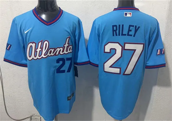 Mens Atlanta Braves #27 Austin Riley 2026 Blue City Connect 2.0 Limited Jersey