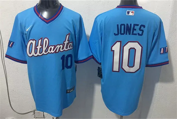 Mens Atlanta Braves Retired Player #10 Chipper Jones 2026 Blue City Connect 2.0 Limited Jersey