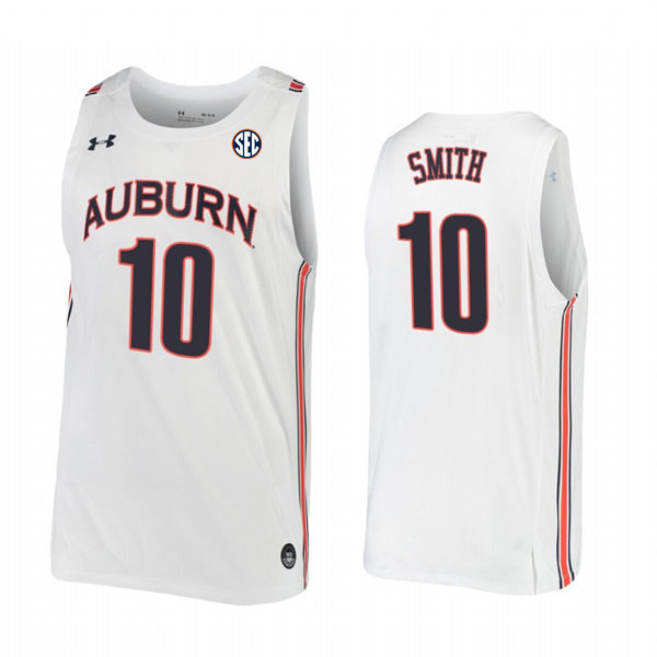 Mens Auburn Tigers #10 Jabari Smith Jr Under Armour White College Basketball Game Jersey Mens Auburn Tigers #10 Jabari Smith Jr Under Armour White College Basketball Game Jersey