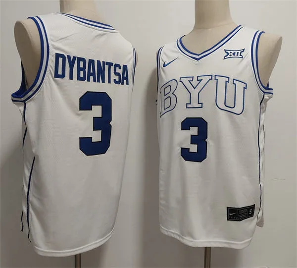 BYU Cougars #3 AJ Dybantsa 2025 XII White College Basketball Game Jersey