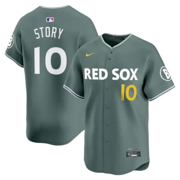 Mens Boston Red Sox #10 Trevor Story Green 2025 City Connect 2.0 Limted Jersey