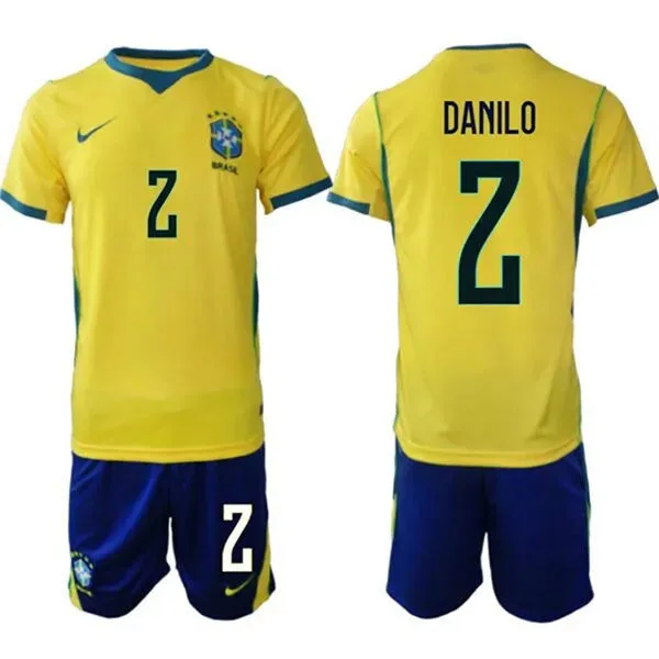 Mens Brazil #2 Danilo Home Yellow 2026 FIFA World Cup Soccer Jersey Kit