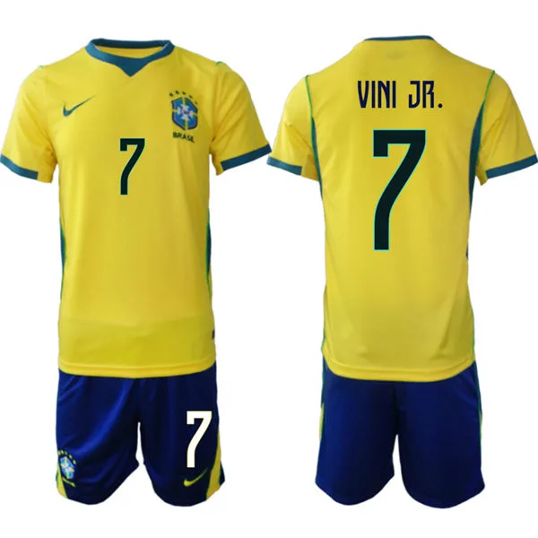 Mens Brazil #7 Vinicius Junior Home Yellow 2026 FIFA World Cup Soccer Jersey Kit