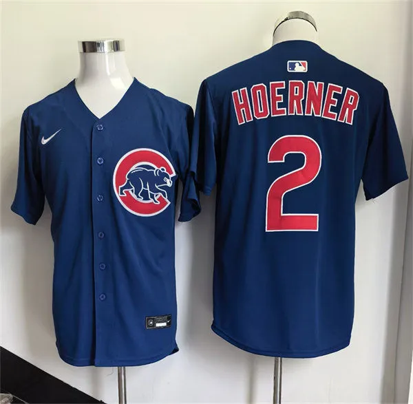 Men's Chicago Cubs #2 Nico Hoerner Nike Royal Alternate Limited Jersey