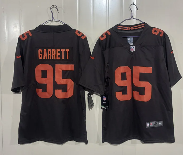 Mens Cleveland Browns #95 Myles Garrett Nike Brown Alternate Player Vapor Limited Jersey