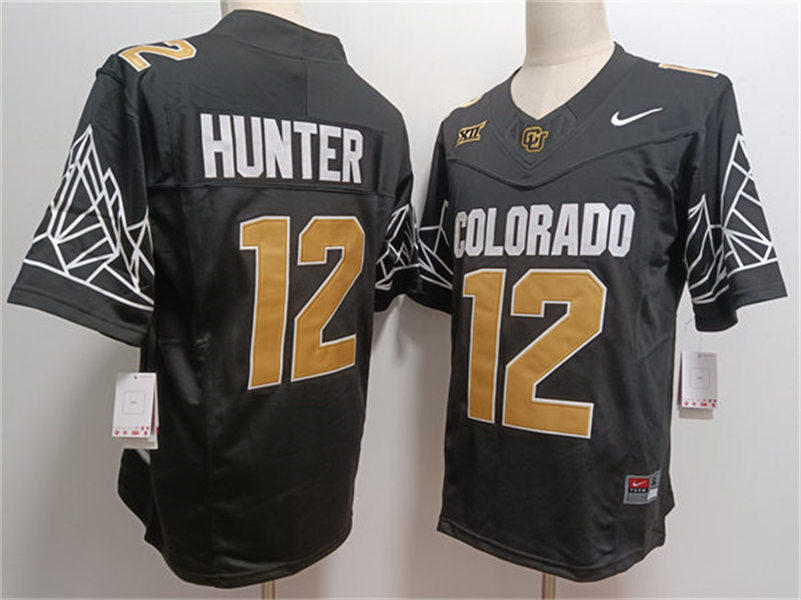 Mens Colorado Buffaloes #12 Travis Hunter 2024 XII F.U.S.E. Limited Black Yellow College Football Game Jersey Mens Colorado Buffaloes #12 Travis Hunter 2024 XII F.U.S.E. Limited Black Yellow College Football Game Jersey