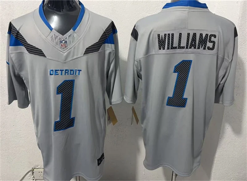 Mens Detroit Lions #1 Jameson Williams Silver 2026 F.U.S.E Rivalries Collection Limited Jersey
