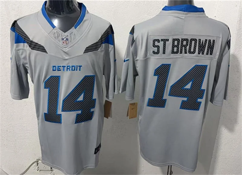 Mens Detroit Lions #14 Amon-Ra St. Brown Silver 2026 F.U.S.E Rivalries Collection Limited Jersey