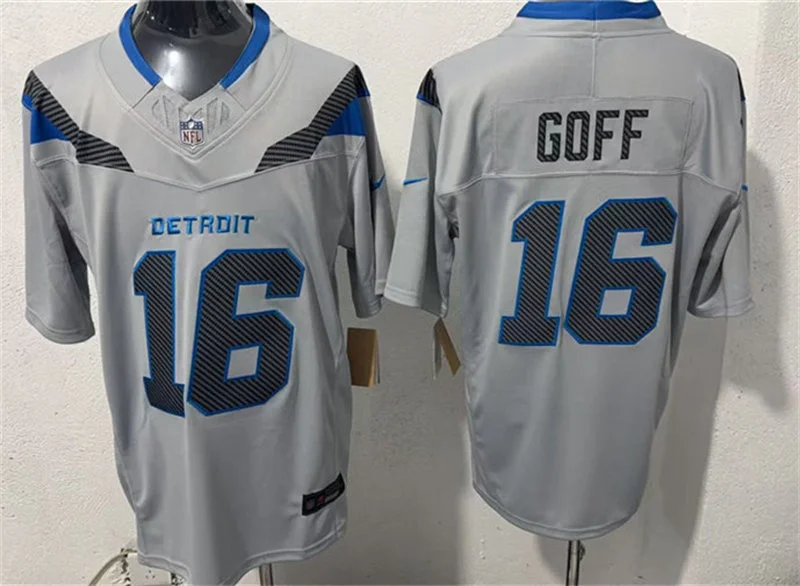 Mens Detroit Lions #16 Jared Goff Silver 2026 F.U.S.E Rivalries Collection Limited Jersey