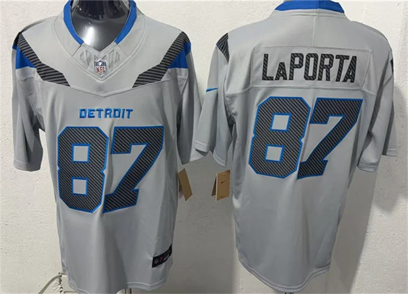 Mens Detroit Lions #87 Sam LaPorta Silver 2026 F.U.S.E Rivalries Collection Limited Jersey