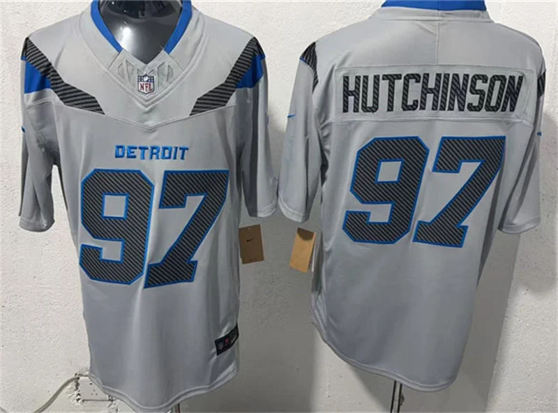 Mens Detroit Lions #97 Aidan Hutchinson Silver 2026 F.U.S.E Rivalries Collection Limited Jersey
