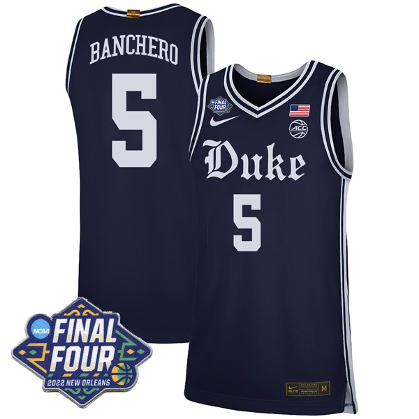 Mens Duke Blue Devils #5 Paolo Banchero navy alternate brotherhood 2022 March Madness Final Four jersey Mens Duke Blue Devils #5 Paolo Banchero navy alternate brotherhood 2022 March Madness Final Four jersey