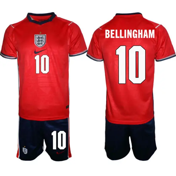Mens England National Team #10 Jude Bellingham Away Red 2026 FIFA World Cup Soccer Jersey Kit