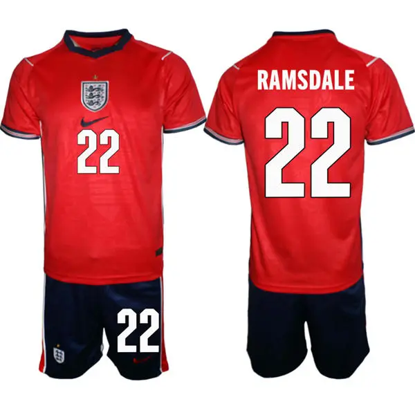 Mens England National Team #22 Aaron Ramsdale Away Red 2026 FIFA World Cup Soccer Jersey Kit