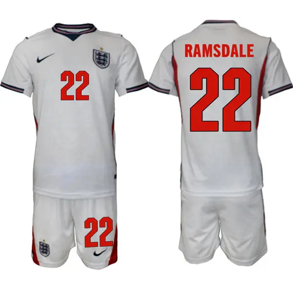 Mens England National Team #22 Aaron Ramsdale Home White 2026 FIFA World Cup Soccer Jersey Kit