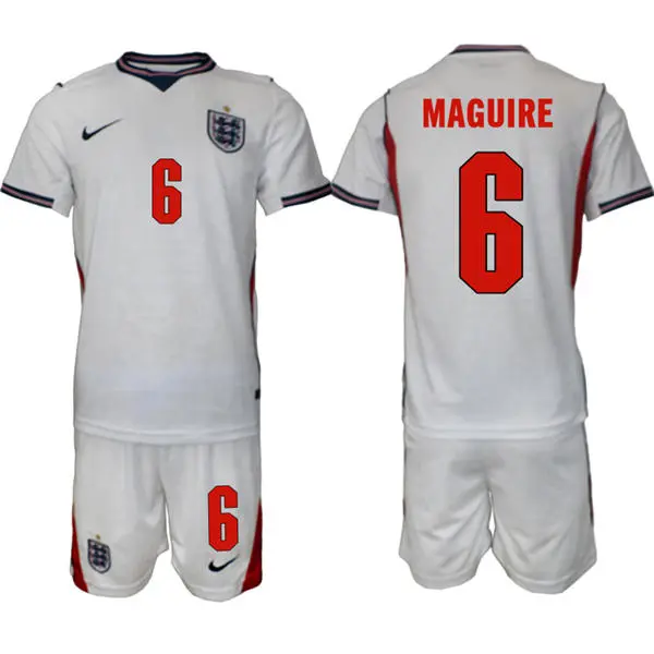 Mens England National Team #6 Harry Maguire Home White 2026 FIFA World Cup Soccer Jersey Kit