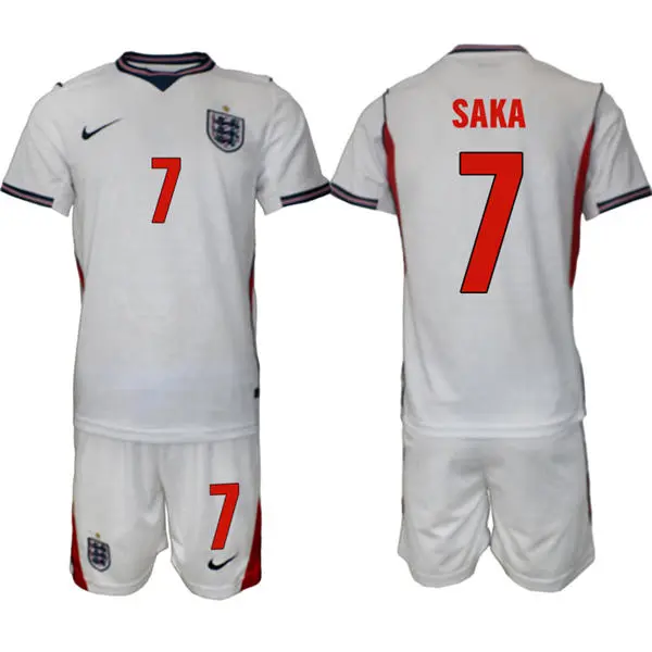 Mens England National Team #7 Bukayo Saka Home White 2026 FIFA World Cup Soccer Jersey Kit