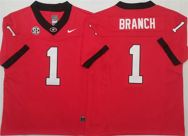 Mens Georgia Bulldogs #1 Zachariah Branch Maroon 2025 Football Game Jersey
