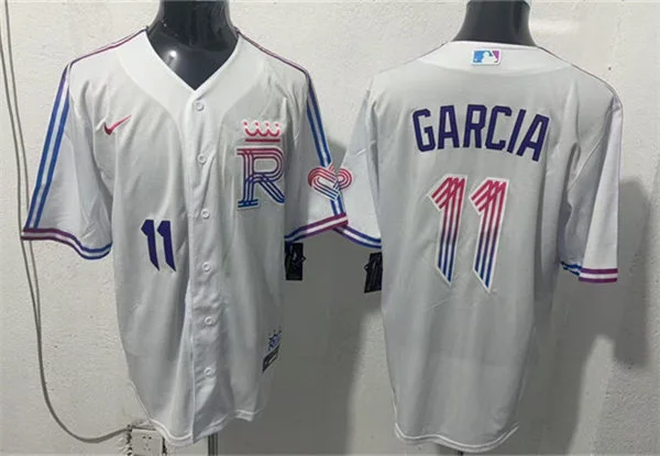 Mens Kansas City Royals #11 Maikel Garcia 2026 White Forever Fountains City Connect Stadium Jersey