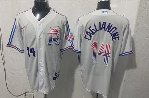 Mens Kansas City Royals #14 Jac Caglianone 2026 White Forever Fountains City Connect Stadium Jersey