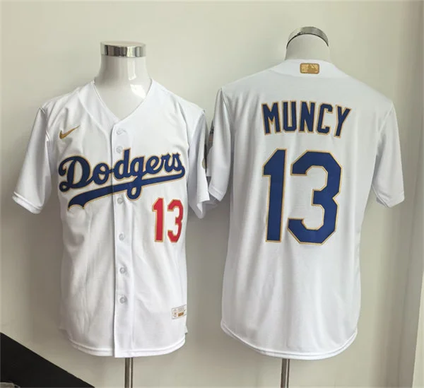 Mens Los Angeles Dodgers #13 Max Muncy Nike 2026 White Gold Collection Stadium Limited Jersey
