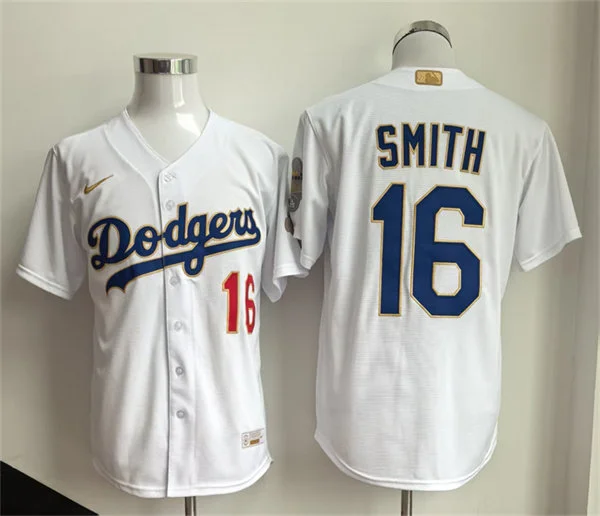 Mens Los Angeles Dodgers #16 Will Smith Nike 2026 White Gold Collection Stadium Limited Jersey