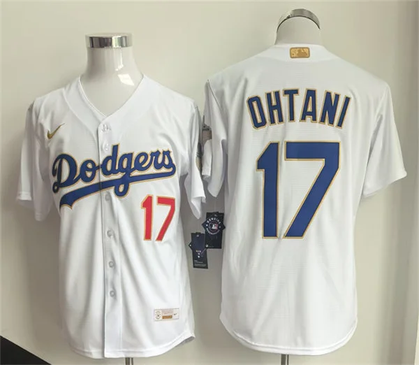 Mens Los Angeles Dodgers #17 Shohei Ohtani Nike 2026 White Gold Collection Stadium Limited Jersey