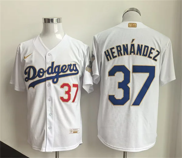 Mens Los Angeles Dodgers #37 Teoscar Hernandez Nike 2026 White Gold Collection Stadium Limited Jersey