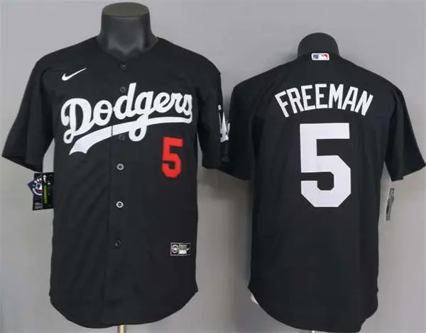 Mens Los Angeles Dodgers #5 Freddie Freeman Nike Black Fashion Jersey