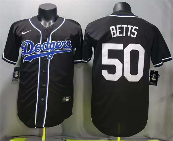 Mens Los Angeles Dodgers #50 Mookie Betts 2026 Black Carbon Fashion Limited Jersey