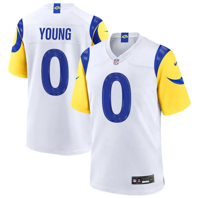 Mens Los Angeles Rams #0 Byron Young Nike White Alternate Vapor F.U.S.E. Limited Jersey