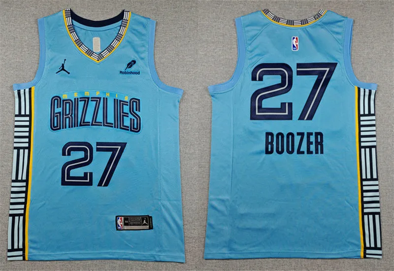 Mens Memphis Grizzlies #27 Cameron Boozer Light Blue Statement Edition Swingman Jersey