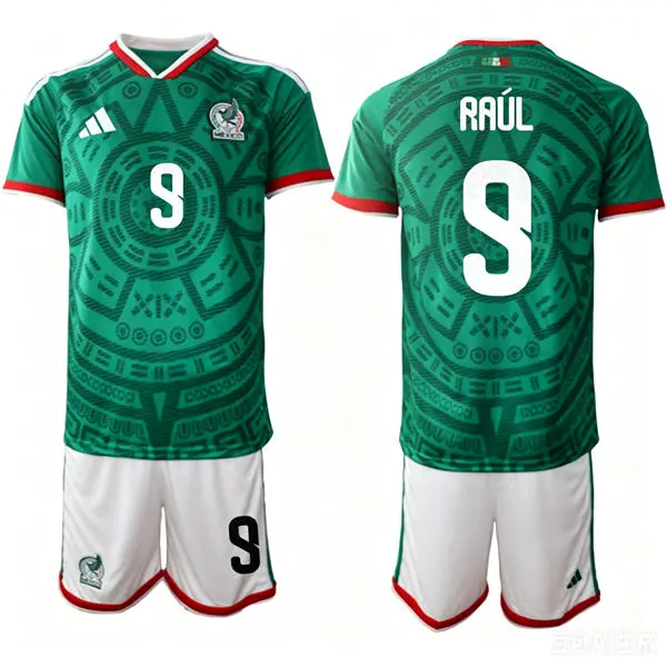 Mens Mexico #9 Raul Jimenez Green 2026 FIFA World Cup Home Soccer Jersey Suit