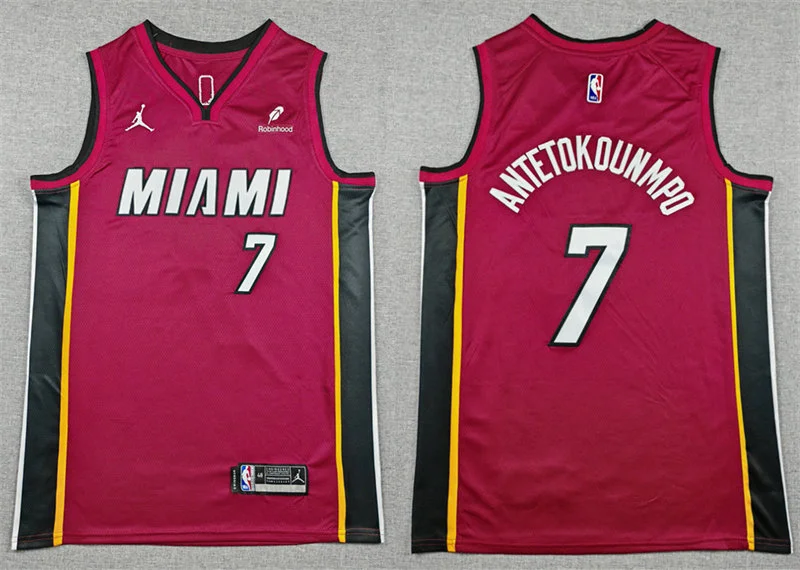 Mens Miami Heat #7 Giannis Antetokounmpo Red Statement Edition Swingman Jersey