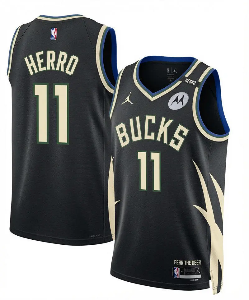 Mens Milwaukee Bucks #11 Tyler Herro Black Statement Edition Swingman Jersey