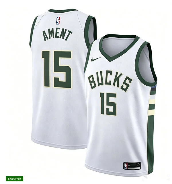 Mens Milwaukee Bucks #15 Nate Ament Nike White Association Edition Swingman Jersey