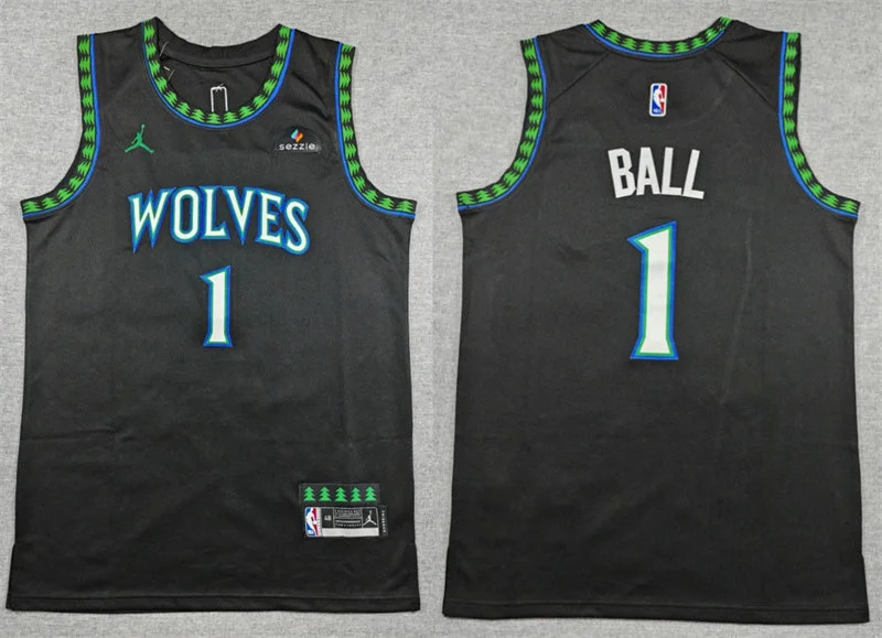 Mens Minnesota Timberwolves #1 LaMelo Ball 2026 Black Statement Classic Reimagined Jersey