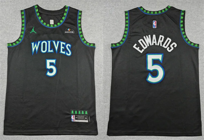 Mens Minnesota Timberwolves #5 Anthony Edwards 2026 Black Statement Classic Reimagined Jersey