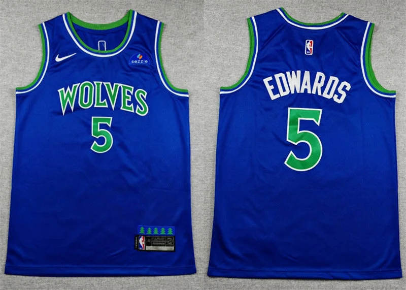 Mens Minnesota Timberwolves #5 Anthony Edwards 2026 Blue Icon Edition Swingman Jersey