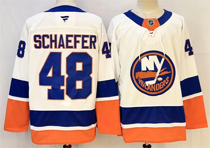 Mens New York Islanders #48 Matthew Schaefer Fanatics Away White Jersey
