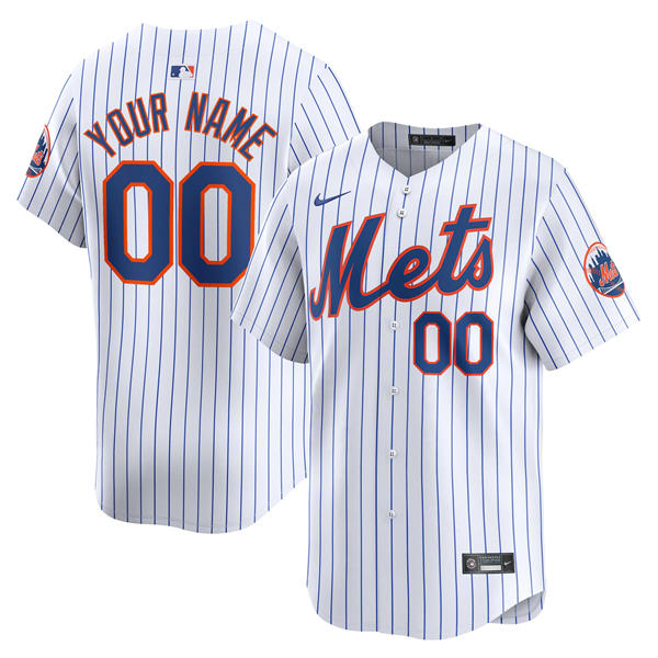 New York Mets Custom Nike White Pinstripe Limited Jersey
