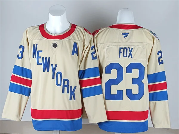 Men's New York Rangers #23 Adam Fox Beige 2026 NHL Winter Classic Premium Jersey