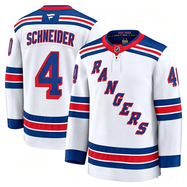Mens New York Rangers #4 Braden Schneider Fanatics White Away Premium Jersey