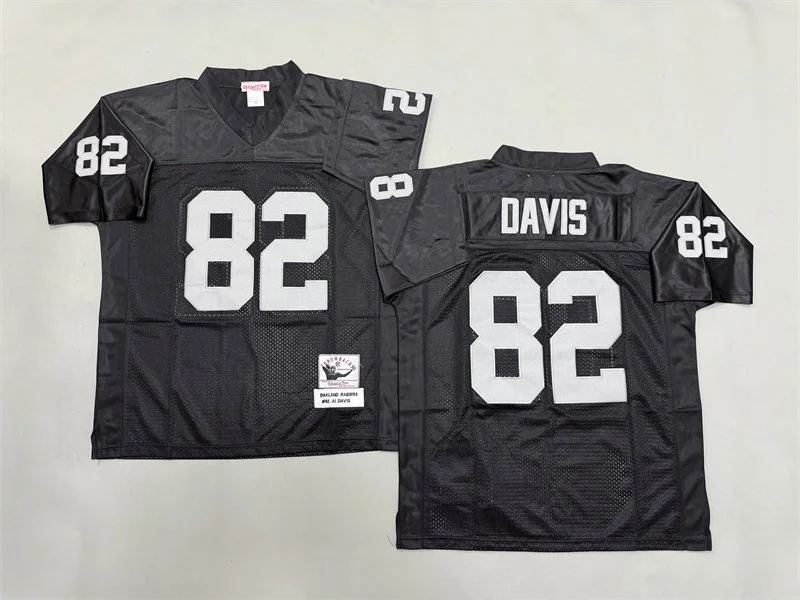 Mens Mitchell&Ness Oakland Raiders #82 Al Davis Black Throwback Jerseys